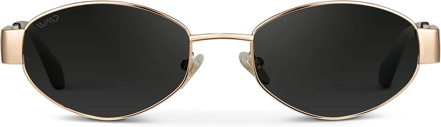 WMP Eyewear - Women's Retro Oval Sunglasses, Trendy Small Frame, 90s Inspired Fashion