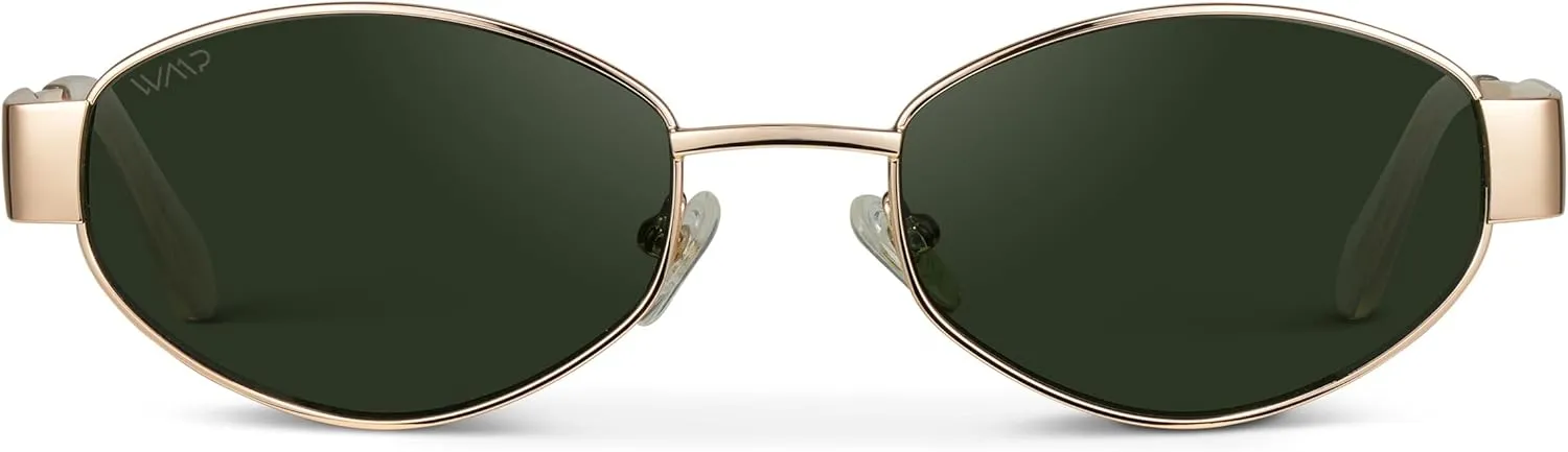 WMP Eyewear - Women's Retro Oval Sunglasses, Trendy Small Frame, 90s Inspired Fashion