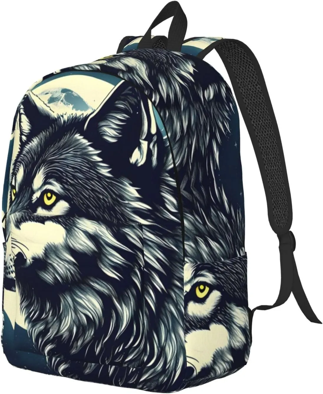 Wolf Night Moon print Large Laptop Backpack for Women, Work Business Backpacks College Bookbag for School