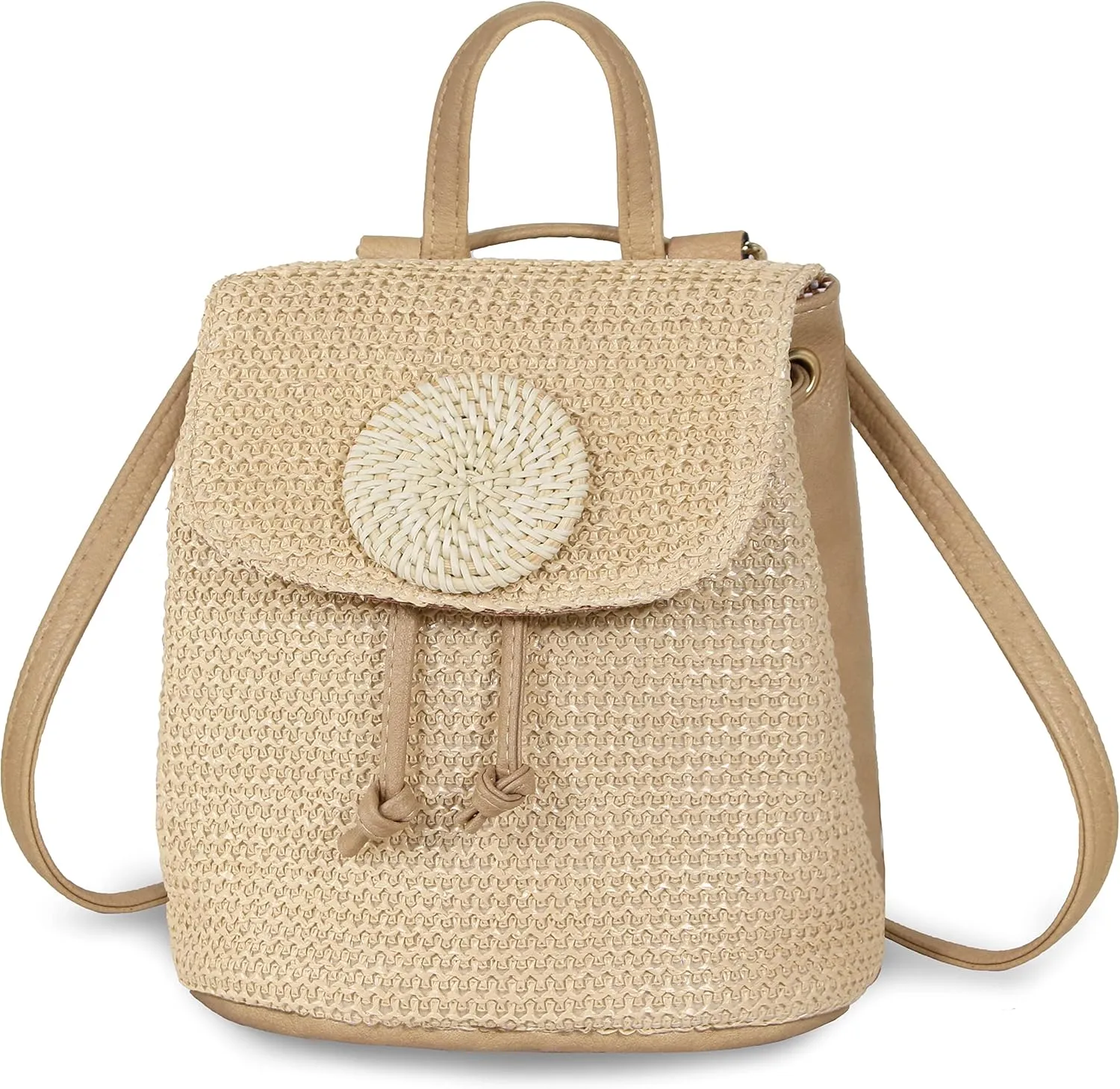 Women Beach Bag Summer Straw Woven Shoulder Bag Crossbody Bucket Handbags Handmade Hobo Purse Bamboo Handle
