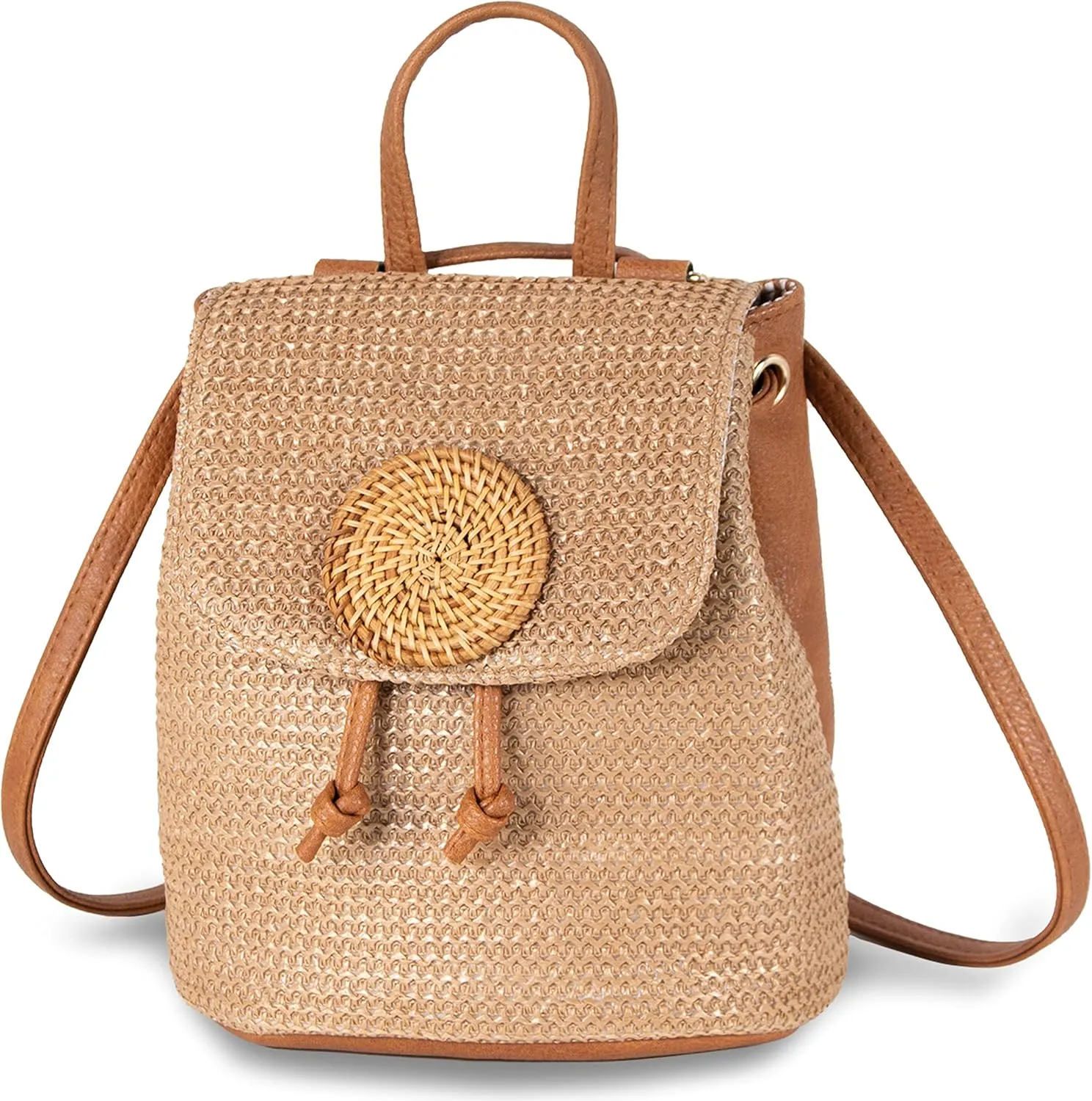 Women Beach Bag Summer Straw Woven Shoulder Bag Crossbody Bucket Handbags Handmade Hobo Purse Bamboo Handle