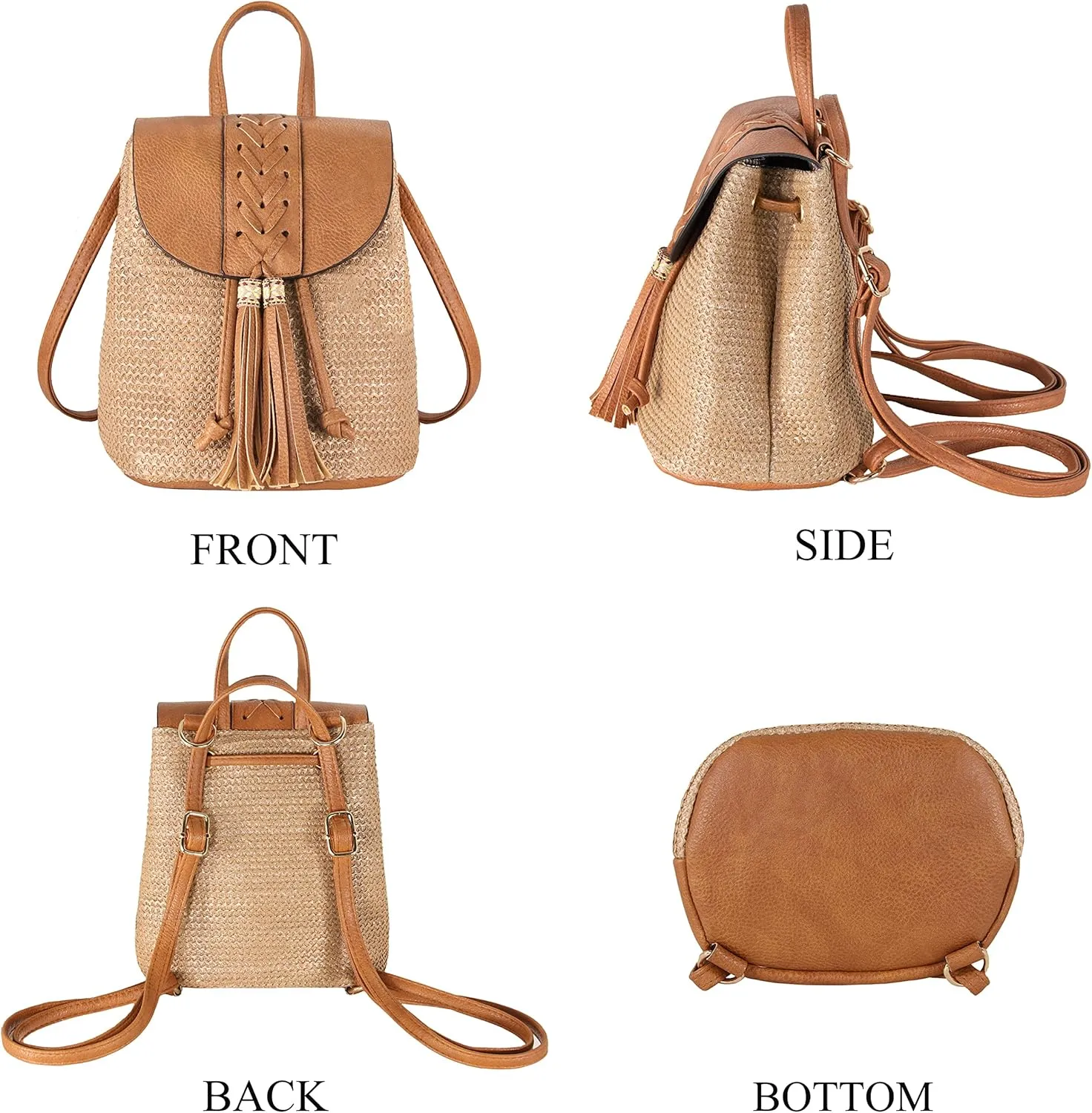 Women Beach Bag Summer Straw Woven Shoulder Bag Crossbody Bucket Handbags Handmade Hobo Purse Bamboo Handle