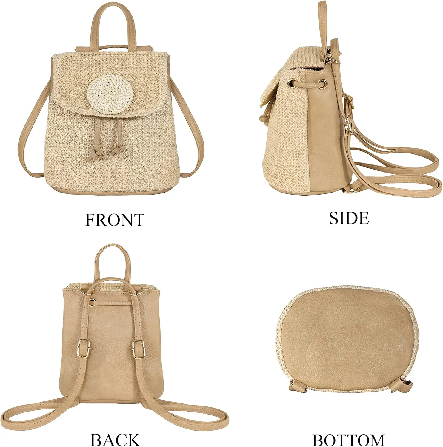 Women Beach Bag Summer Straw Woven Shoulder Bag Crossbody Bucket Handbags Handmade Hobo Purse Bamboo Handle