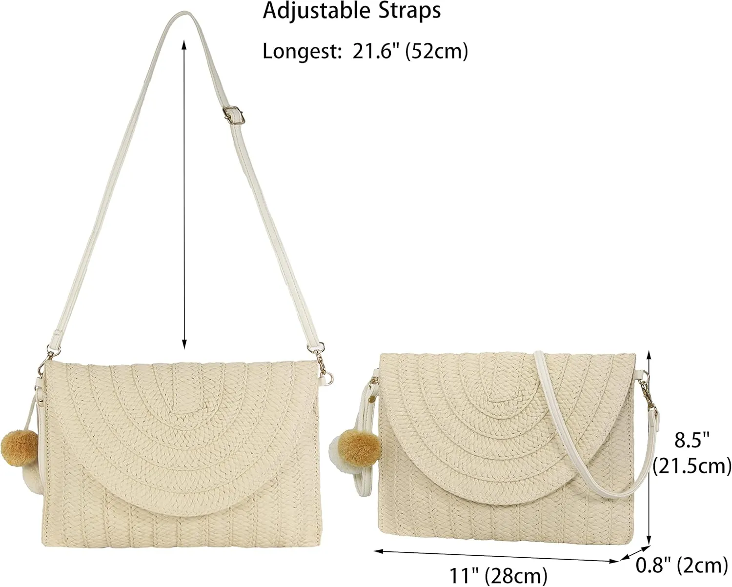 Women Beach Bag Summer Straw Woven Shoulder Bag Crossbody Bucket Handbags Handmade Hobo Purse Bamboo Handle