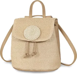 Women Beach Bag Summer Straw Woven Shoulder Bag Crossbody Bucket Handbags Handmade Hobo Purse Bamboo Handle