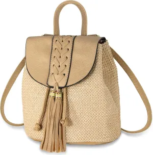 Women Beach Bag Summer Straw Woven Shoulder Bag Crossbody Bucket Handbags Handmade Hobo Purse Bamboo Handle