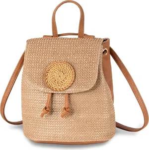 Women Beach Bag Summer Straw Woven Shoulder Bag Crossbody Bucket Handbags Handmade Hobo Purse Bamboo Handle