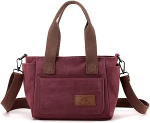 Women Canvas Shoulder Bag Medium Crossbody Bag Multiple Pocket Tote Handbag Casual Satchel Bag Top Handle Bag