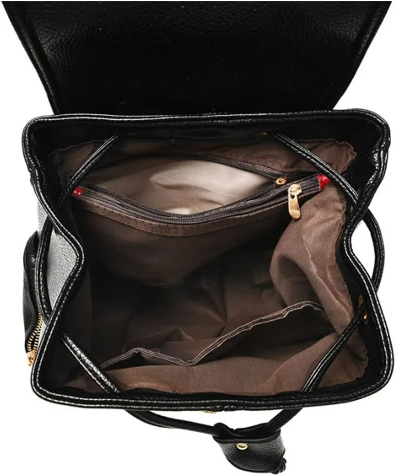 Women Casual Drawstring Daypack Fashion Backpack Shoulder Bag PU Bags-Dark Blue
