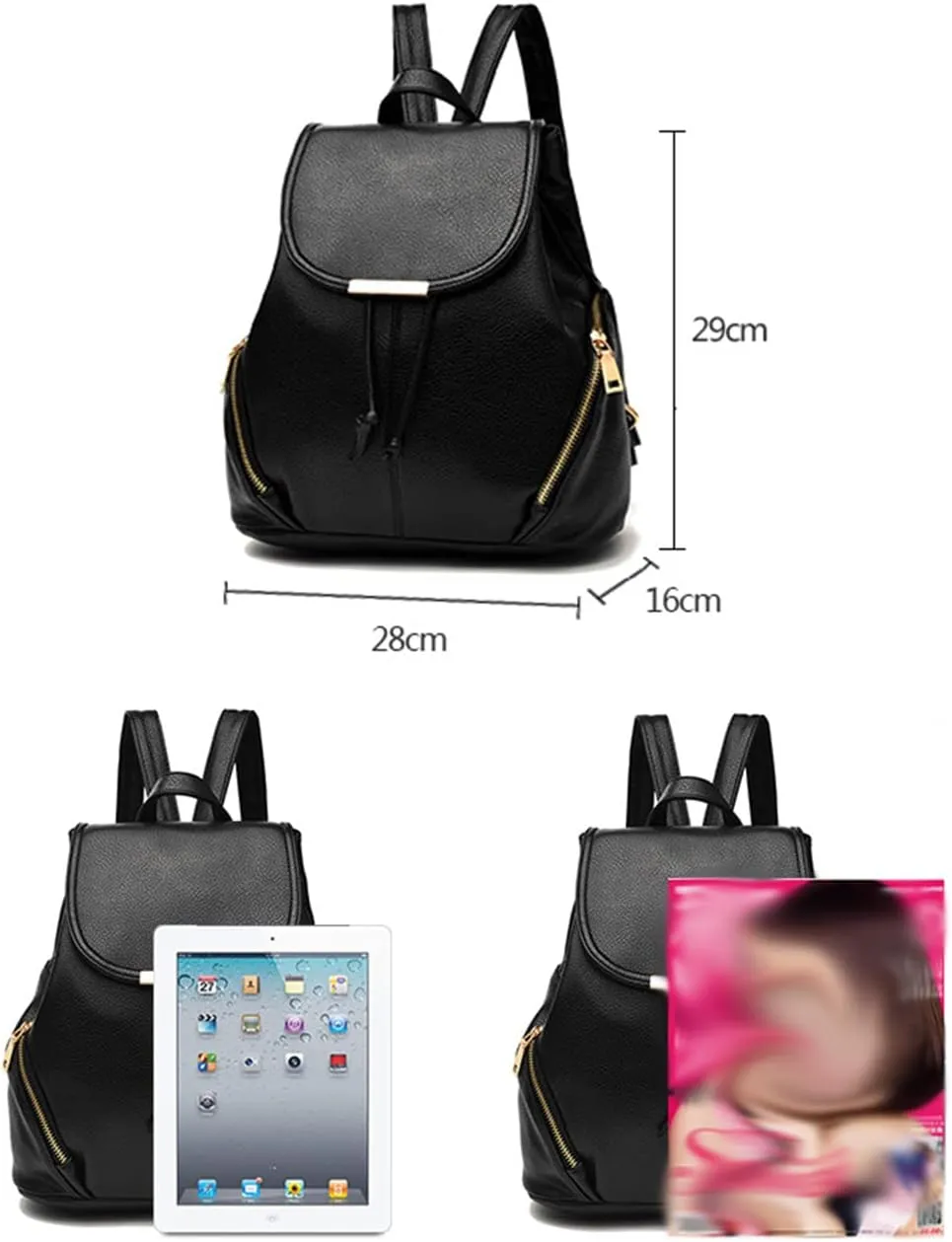 Women Casual Drawstring Daypack Fashion Backpack Shoulder Bag PU Bags-Wine