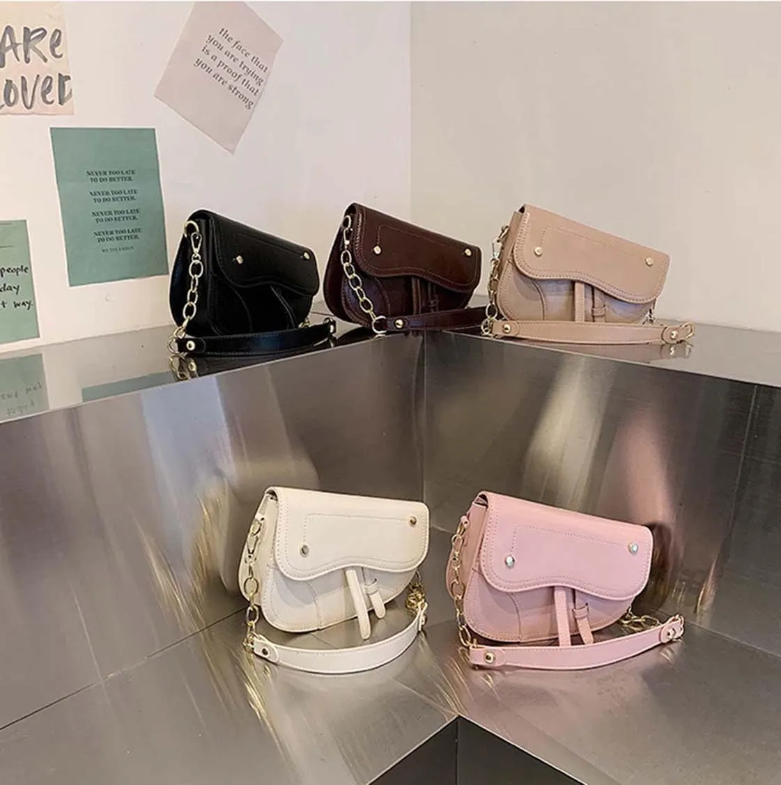 Women Cow Print Saddle Shoulder Bag Clutch Purse Underarm Handbag Satchel Zipper Crossbody Bag