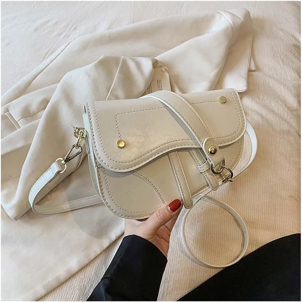 Women Cow Print Saddle Shoulder Bag Clutch Purse Underarm Handbag Satchel Zipper Crossbody Bag