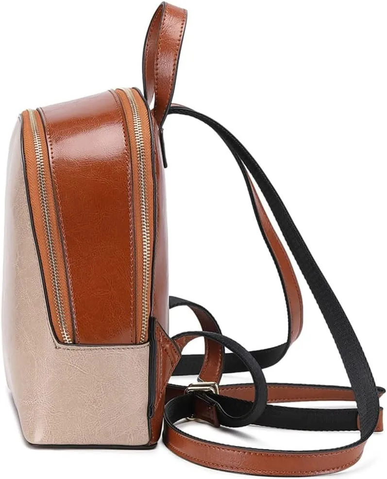 Women Daypack Leather Backpack Travel Bag Hiking Backpacks, Black, One Size