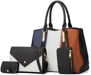 Women Fashion Handbags Purses Wallet Tote Shoulder Bag Casual Crossbody Bags, Top Handle Satchel Purse Set 4pcs for Ladies
