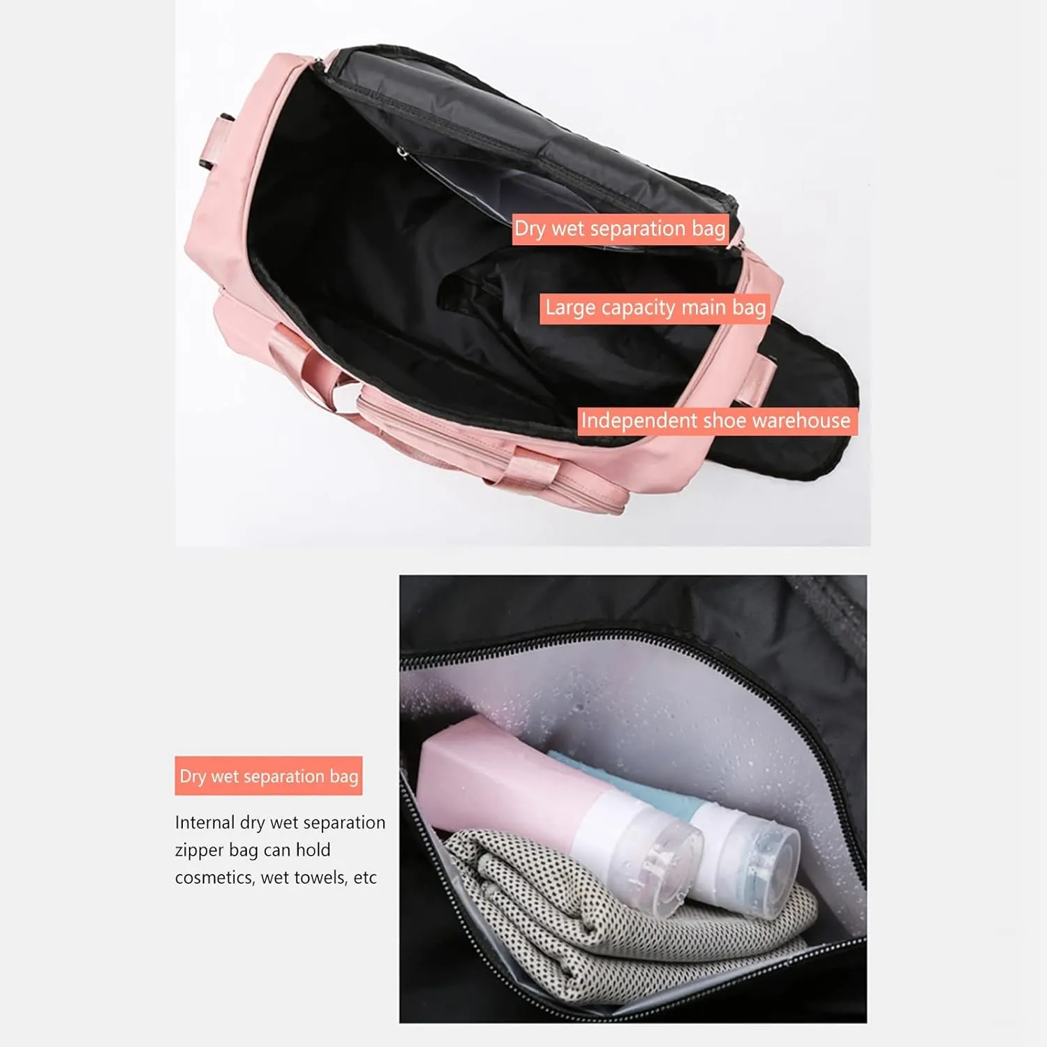 Women Gym Bag with Shoes Compartment,28L Travel Duffel Bags,Reusable Overnight Bag for Yoga Workout Travel Sports