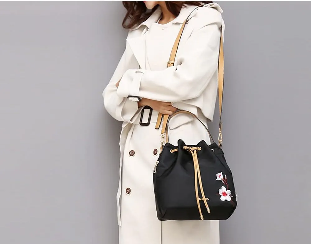 Women Handbags Sets Nylon Purses Floral Print Tote Bag Bucket bags Shoulder Crossbody Bag Backpack Coin Wallet 4 Pcs