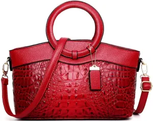 Women Handbags Tote Bags PU Leather Crocodile Pattern Purse Top Circular Handle Handbag Ladies Satchel Shoulder Bag
