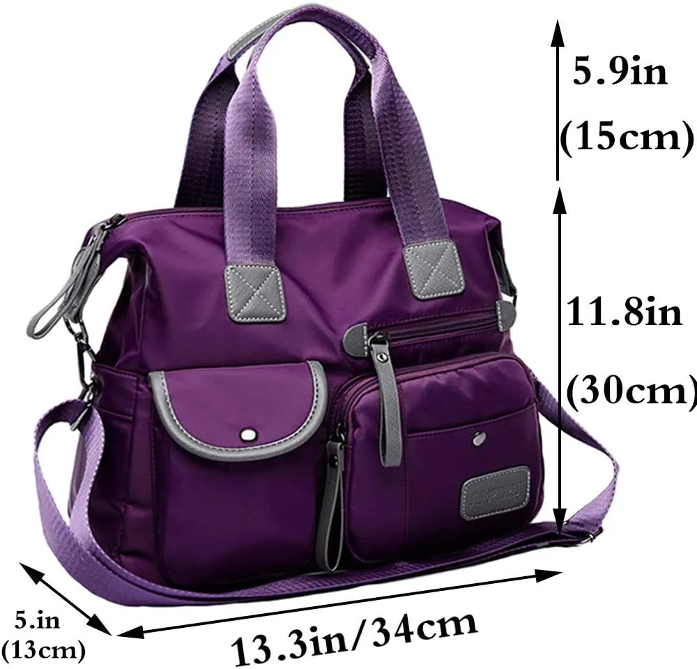 Women Ladies Multipocket Nylon Hobo Top-handle Bags Shoulder Crossbody Bag Totes Satchels Handbags and Purses…