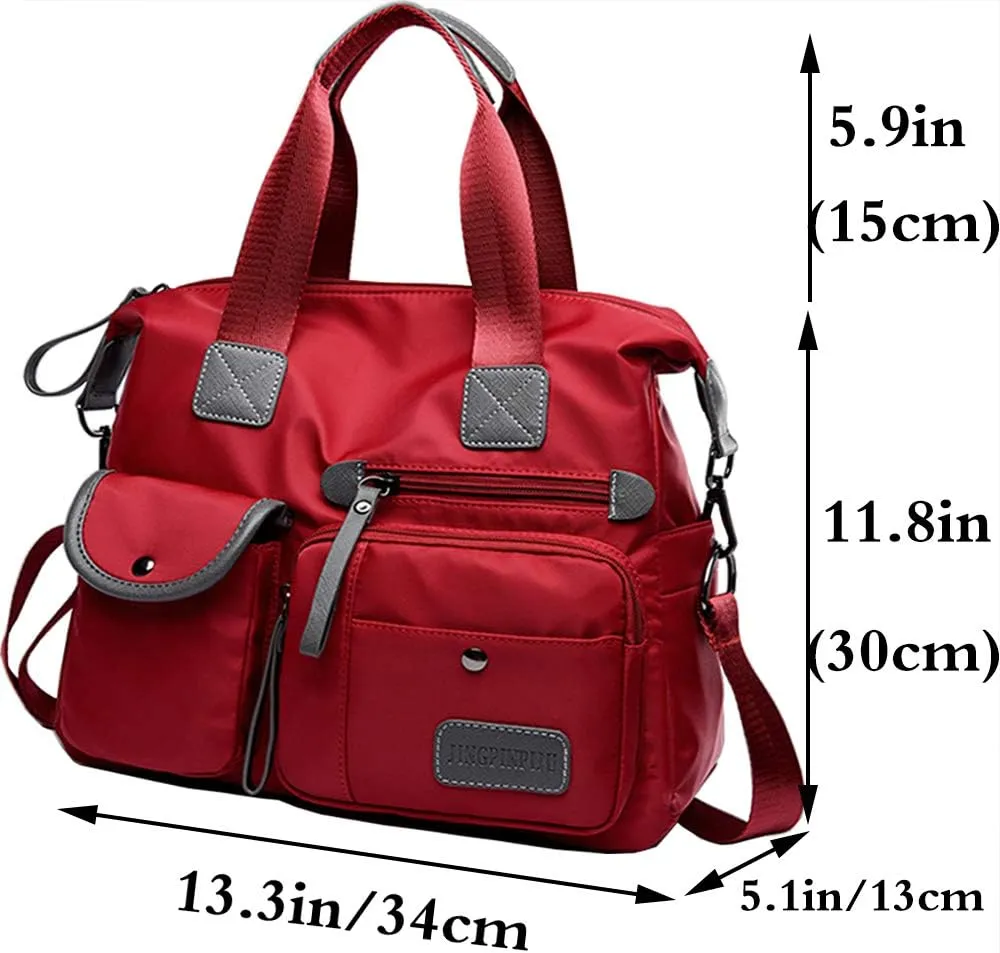 Women Ladies Multipocket Nylon Hobo Top-handle Bags Shoulder Crossbody Bag Totes Satchels Handbags and Purses…