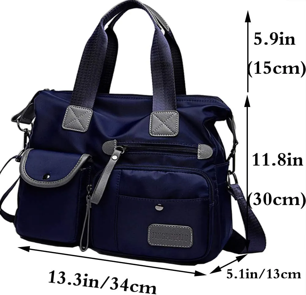 Women Ladies Multipocket Nylon Hobo Top-handle Bags Shoulder Crossbody Bag Totes Satchels Handbags and Purses…