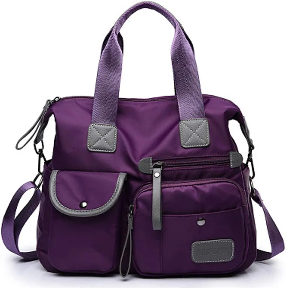 Women Ladies Multipocket Nylon Hobo Top-handle Bags Shoulder Crossbody Bag Totes Satchels Handbags and Purses…