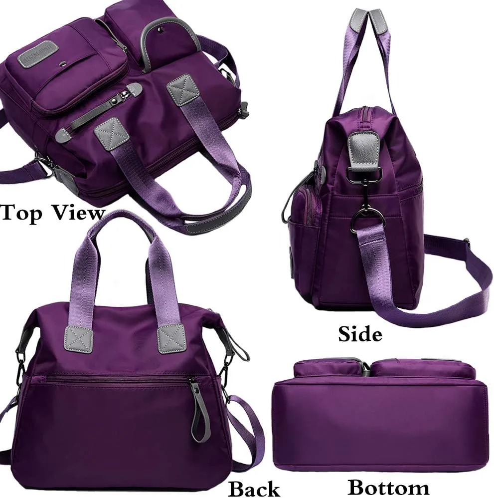 Women Ladies Multipocket Nylon Hobo Top-handle Bags Shoulder Crossbody Bag Totes Satchels Handbags and Purses…
