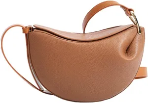 Women Leather Dumpling Bag PU Leather Shoulder Saddle Bag Solid Color Female Daily Commute Bag Adjustable Strap