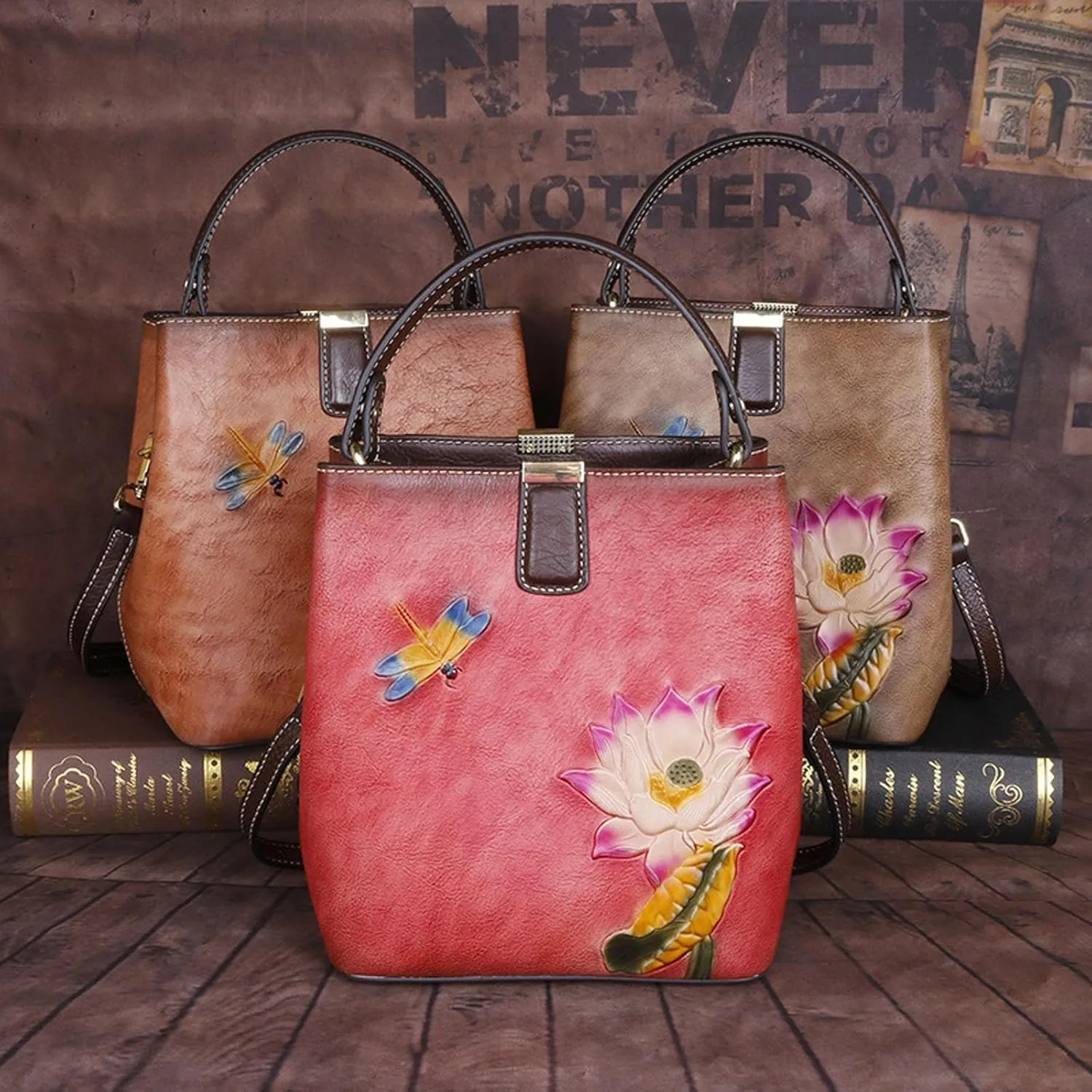 Women Leather Messenger Bag, New Hand Carved Vintage Shoulder Bag, Comes with Adjustable Shoulder Straps