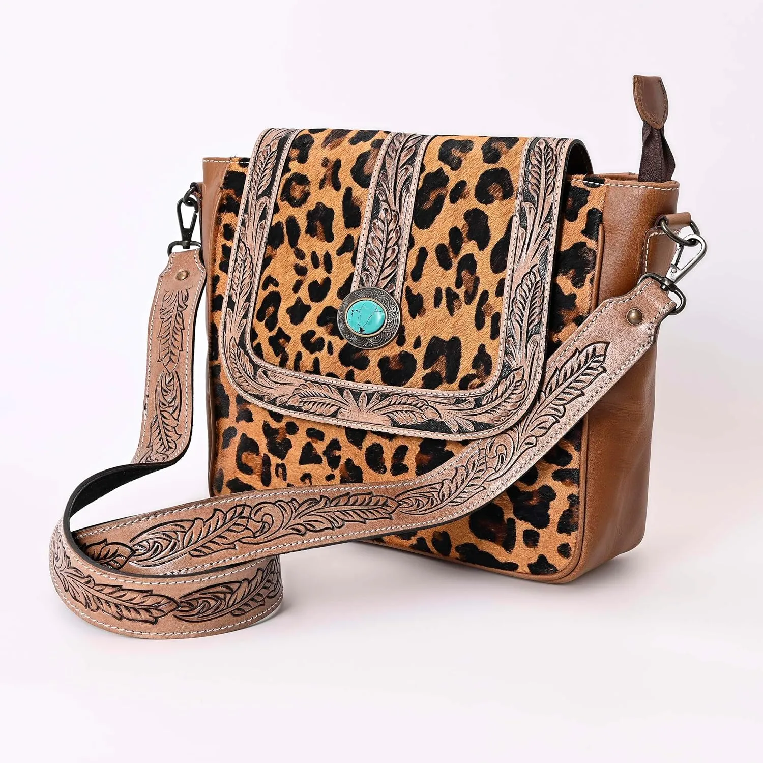 Women Natural Cowhide Leather Hand Bag With Adjustable Detachable Strap