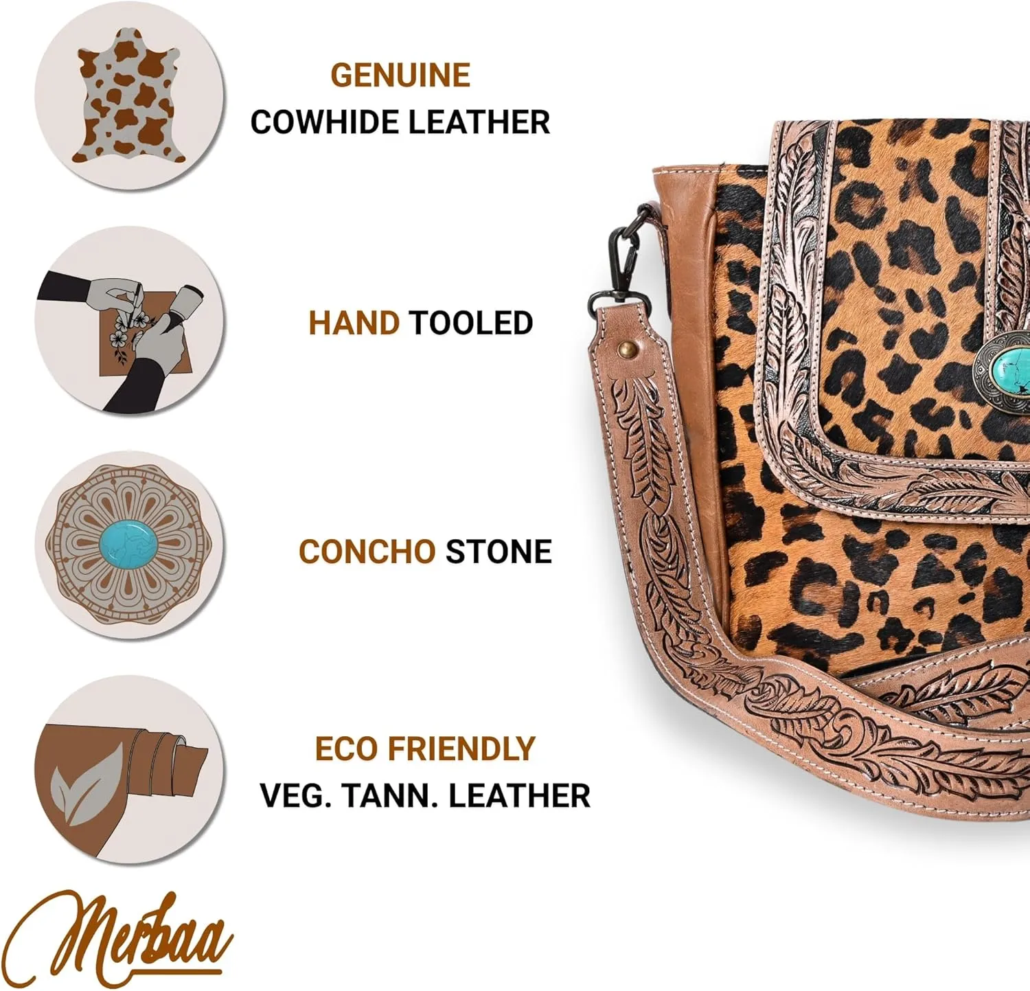Women Natural Cowhide Leather Hand Bag With Adjustable Detachable Strap