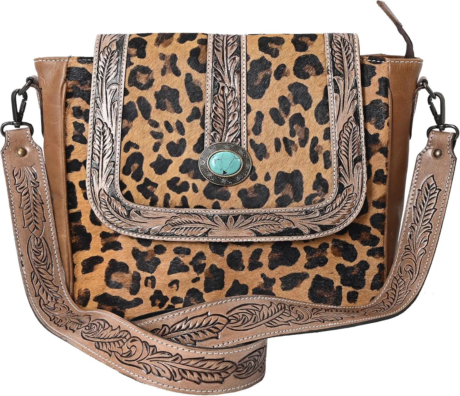 Women Natural Cowhide Leather Hand Bag With Adjustable Detachable Strap