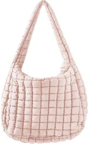 Women Puffer Tote Bag Large Quilted Tote Bag Quilted Carryall Bag Soft Puffy Crossbody Bag Hobo Handbags Puff Purse