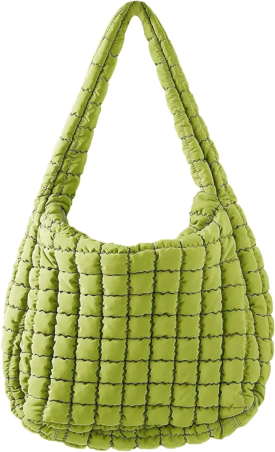 Women Puffer Tote Bag Large Quilted Tote Bag Quilted Carryall Bag Soft Puffy Crossbody Bag Hobo Handbags Puff Purse