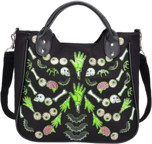 Women Punk Rivet Handbag Purse Canvas Tote Shoulder Crossbody Bag Large Capacity Satchel Black