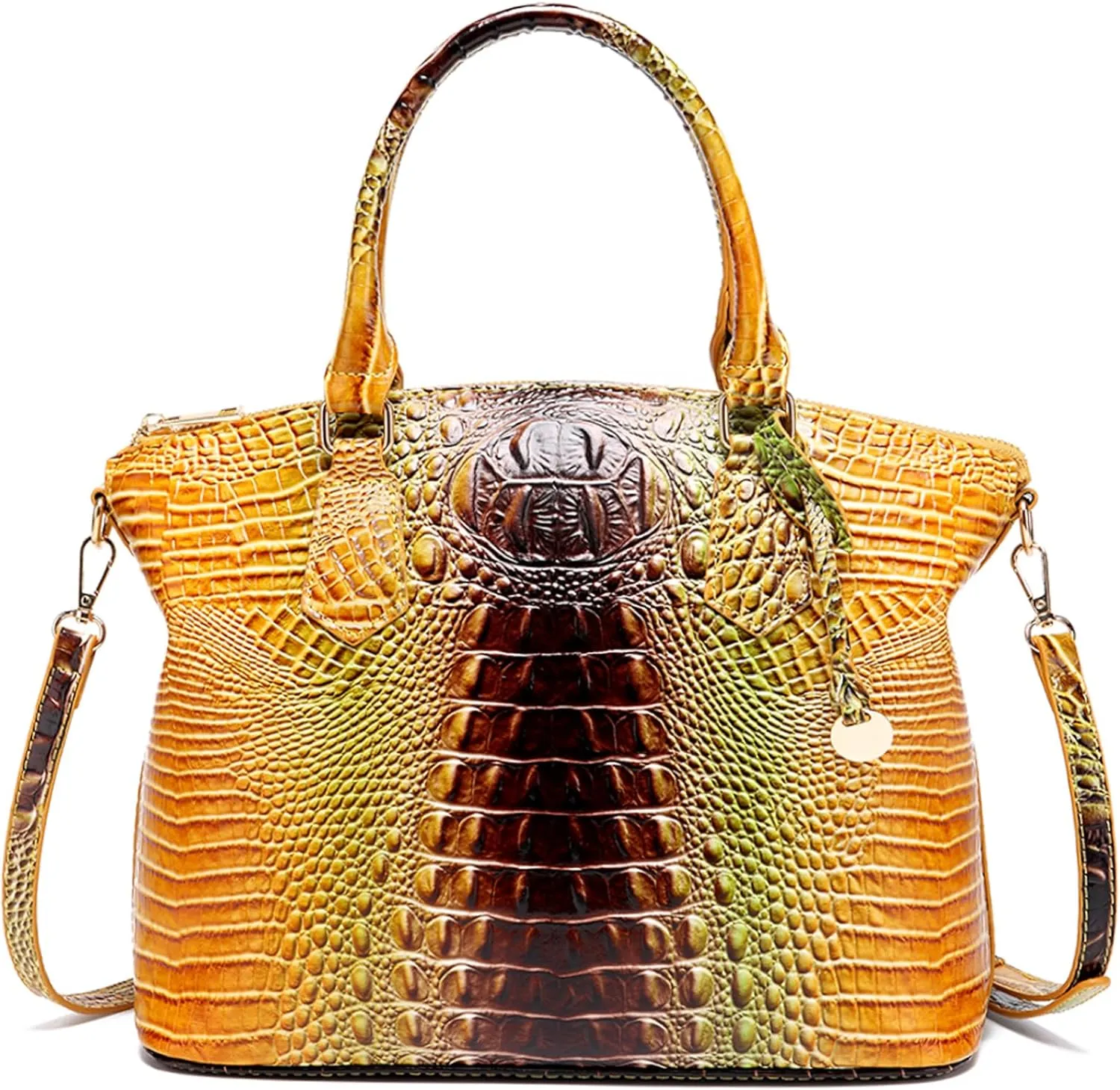 Women Purse Satchel Bag Long Crossbody Classy Tote Bag Top Handle Vegan Leather Ladies Handbags Embossed Pattern