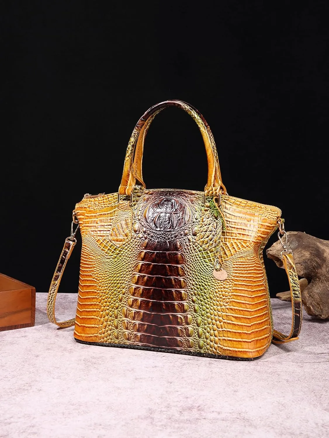 Women Purse Satchel Bag Long Crossbody Classy Tote Bag Top Handle Vegan Leather Ladies Handbags Embossed Pattern