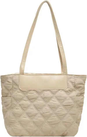 Women Quilted Tote Bag Puffer Handbag Lightweight Padding Shoulder Bag Cotton Padded Top Handle Bag Large Hobo Bag