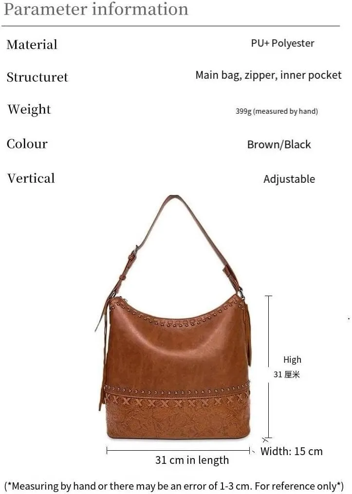 Women Retro Embossed Handbags Commuter Shoulder Bags Large Capacity Crossbody bag Zipper Purses