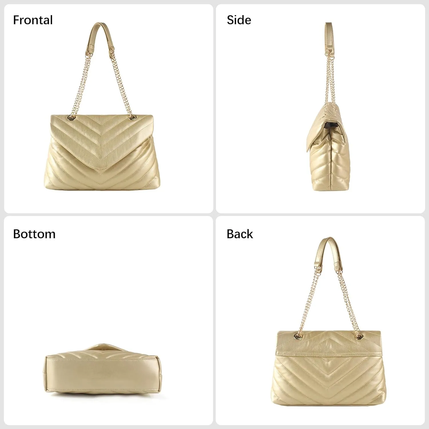 Women Shoulder Bag, Fashionable Quilted Vegan leather Crossbody Purses with Adjustable Chain Designer Purses