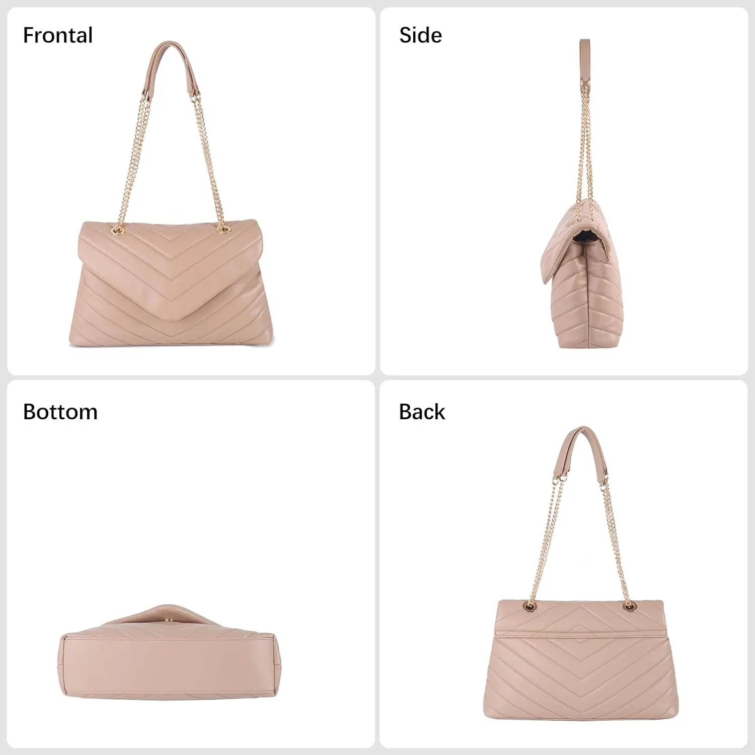 Women Shoulder Bag, Fashionable Quilted Vegan leather Crossbody Purses with Adjustable Chain Designer Purses