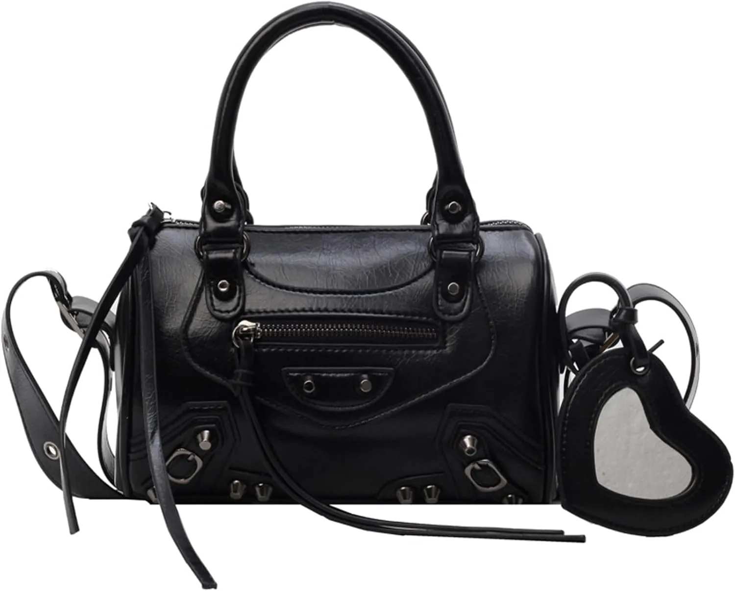 Women Y2k Satchel Purses and Handbags Trendy Vegan Leather Boston Barrel Bag Top Handle Punk Crossbody Shoulder Bag