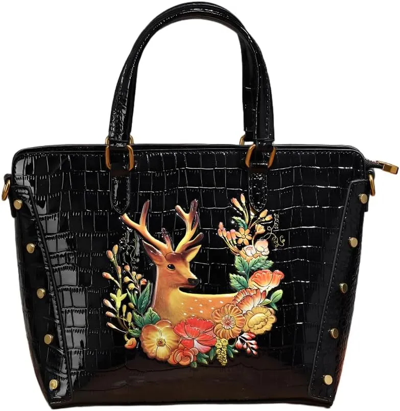 Women's bag fashion crocodile pattern handbag retro rivets three-dimensional embossed crossbody shoulder bag