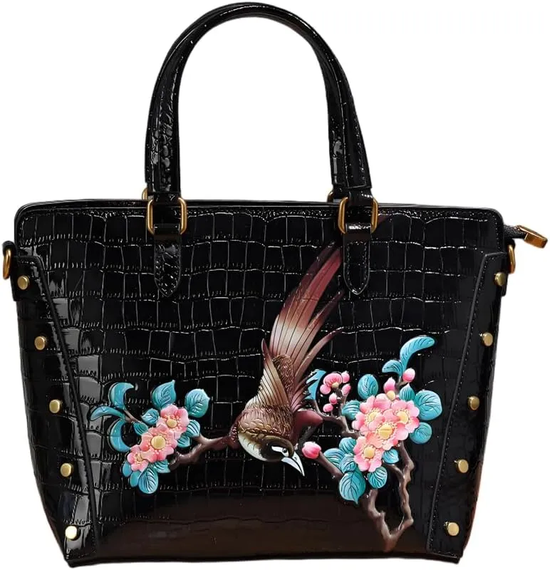 Women's bag fashion crocodile pattern handbag retro rivets three-dimensional embossed crossbody shoulder bag