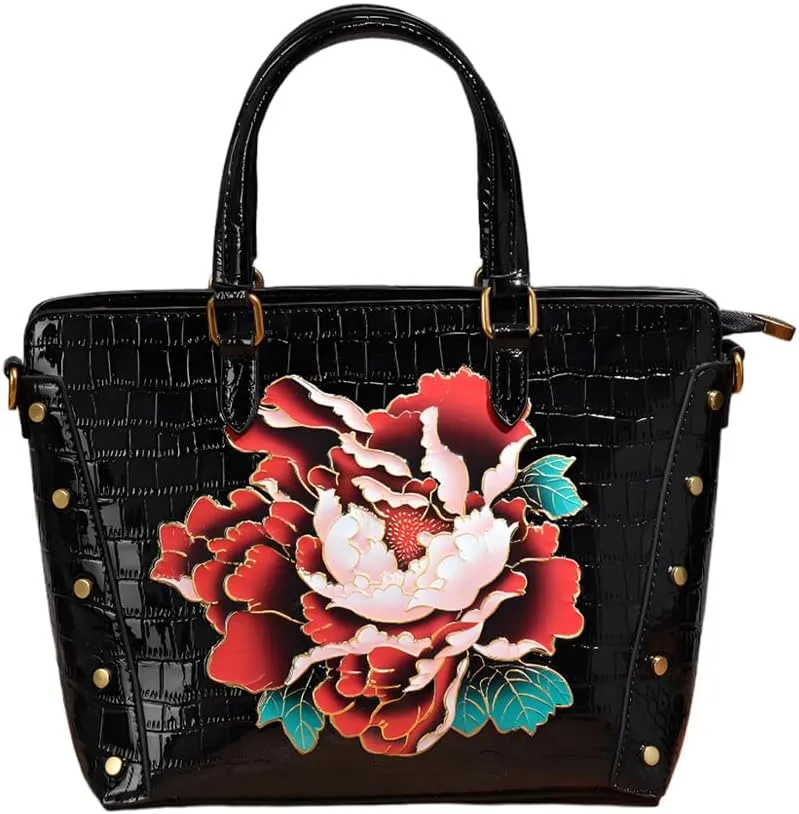 Women's bag fashion crocodile pattern handbag retro rivets three-dimensional embossed crossbody shoulder bag