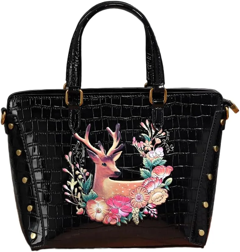 Women's bag fashion crocodile pattern handbag retro rivets three-dimensional embossed crossbody shoulder bag