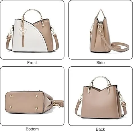 Women's Contrast Stitching Tassels Handbag Fashion Color Block Leather Small Crossbody Handle Tote Shoulder Bags
