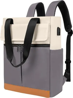Women's Convertible Daypack Laptop Backpack, Computer Backpack Work Backpack with USB Charging Port