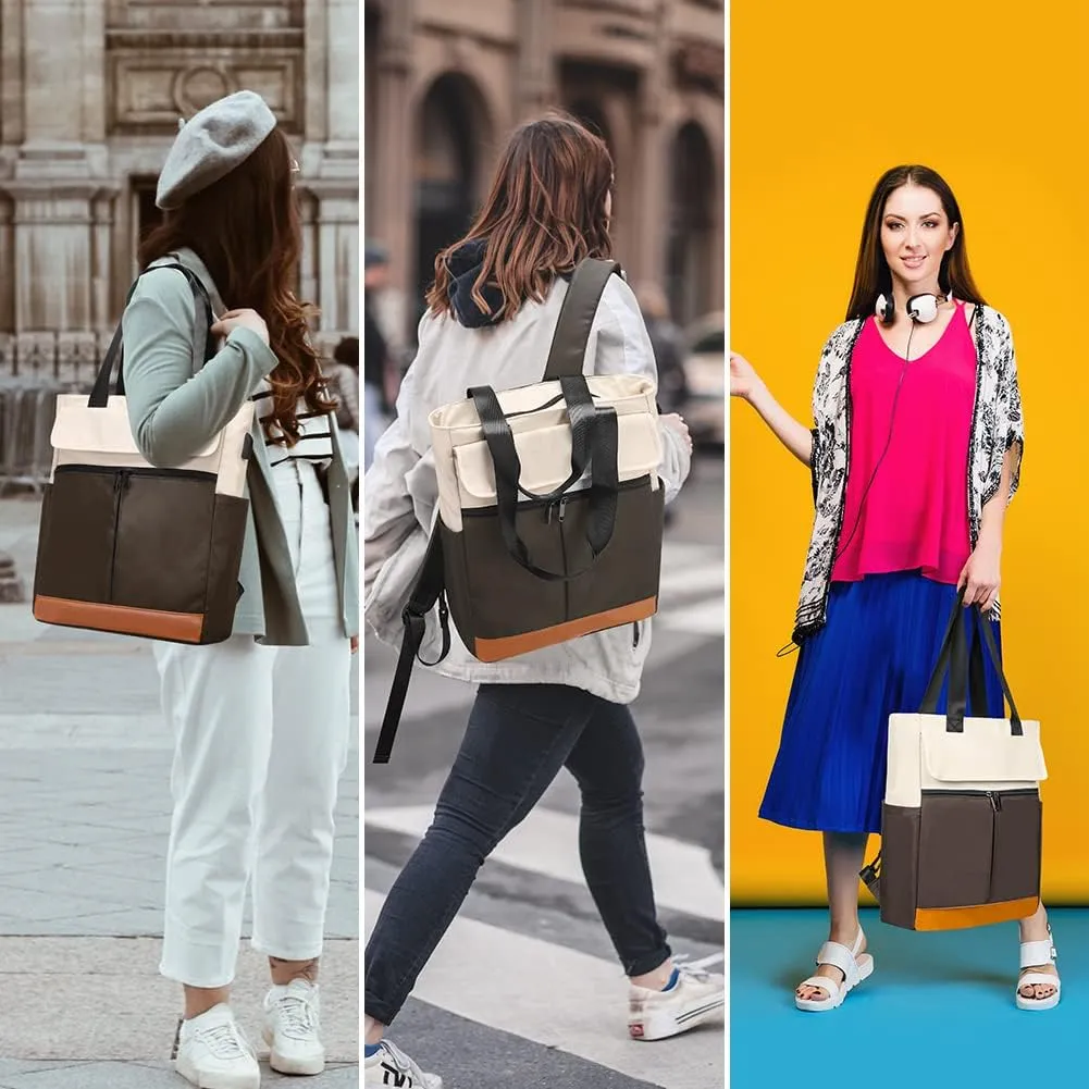 Women's Convertible Daypack Laptop Backpack, Computer Backpack Work Backpack with USB Charging Port
