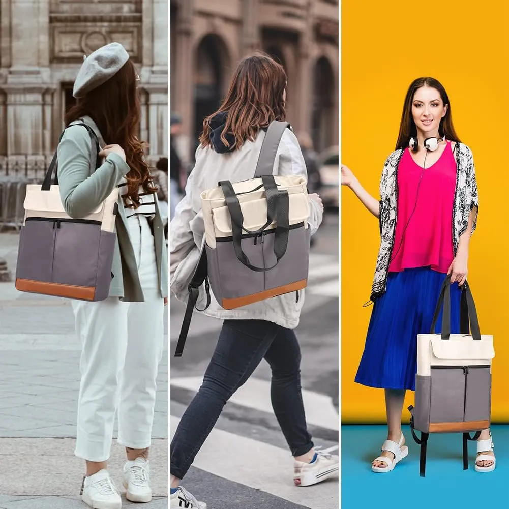 Women's Convertible Daypack Laptop Backpack, Computer Backpack Work Backpack with USB Charging Port