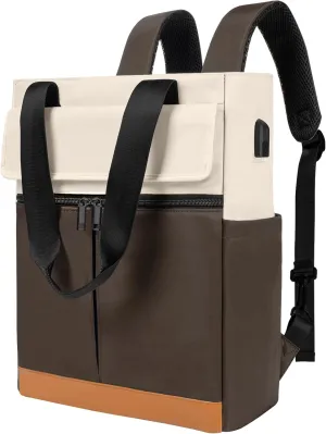 Women's Convertible Daypack Laptop Backpack, Computer Backpack Work Backpack with USB Charging Port